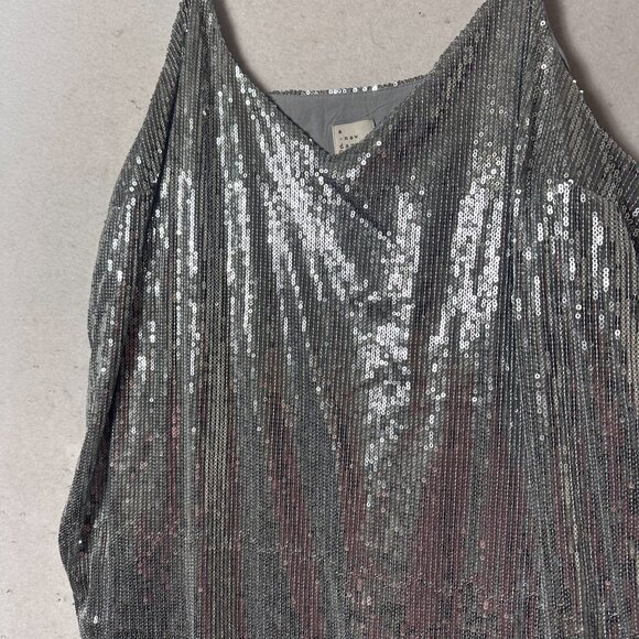A New Day Size 2XL Women Silver Sequin Spaghetti Strap Mini Slip Dress New Year - Picture 2 of 6